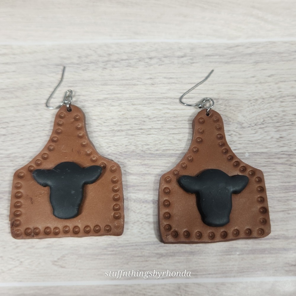 Western Style Cow‎ Shape Faux Leather Earrings